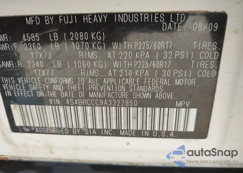 2010 Subaru Outback 2.5I Premium from USA, damaged, VIN 4S4BRCCC9A3322850